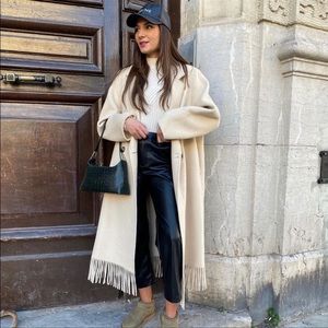 Mango Fringe Wool Coat